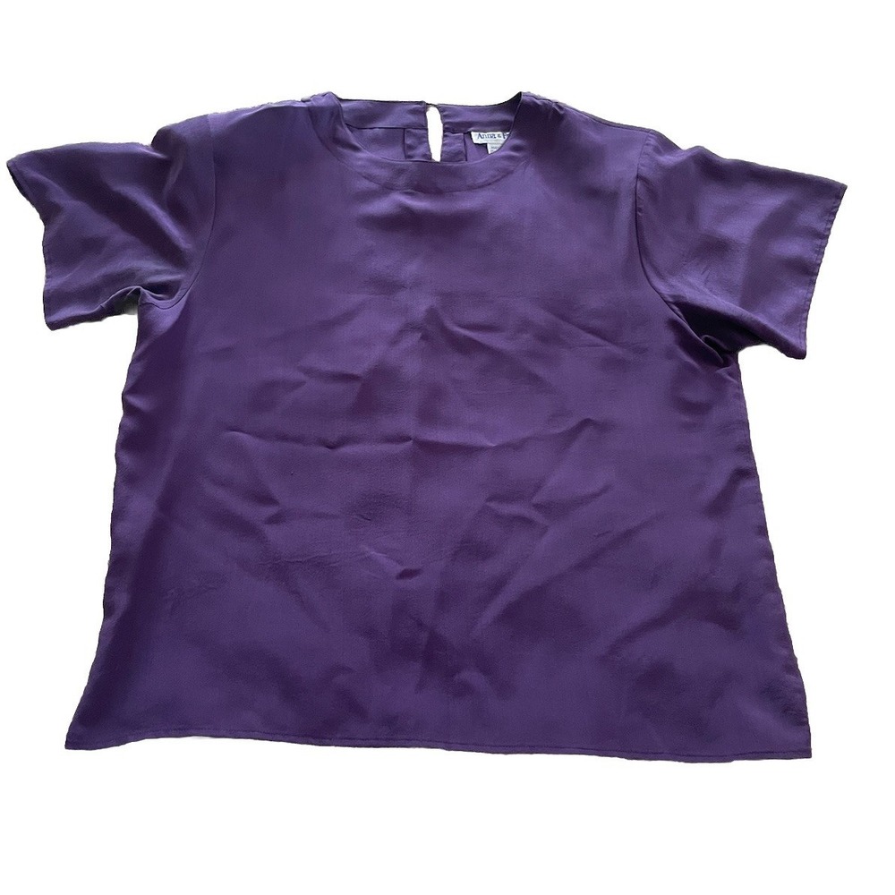 Vintage 90's Anna and Frank 100% Silk Purple Shirt Women's Size Medium